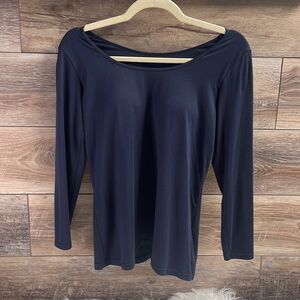 Heattech Ladies Long Sleeve Top with built in Bra , Size XL, Navy Blue